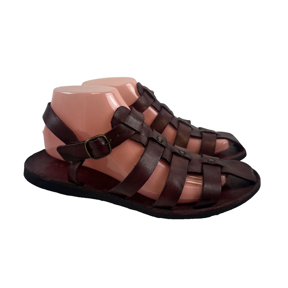 Brador Taormina Cigar Fisherman Leather Sandal Buckle Italy Flat Quality 41 US11